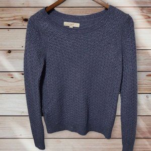 LOFT Women's Charcoal Textured Crew Neck Sweater